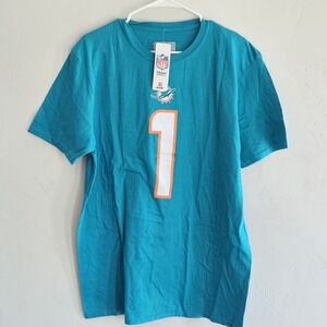 NEW Miami Dolphins Tagovailoa #1 Mens Large‎ Short Sleeve T-Shirt Shirt